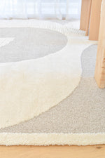 Arcadia Mid-Century Geometric Arch Textured Beige Rug