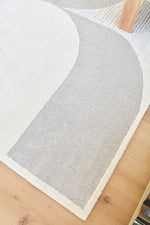 Arcadia Mid-Century Geometric Arch Textured Beige Rug