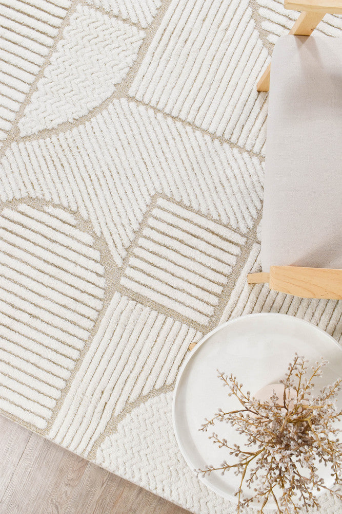 Contour Modern Sculpted Arches Textured Beige Rug