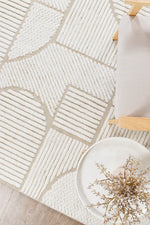 Contour Modern Sculpted Arches Textured Beige Rug