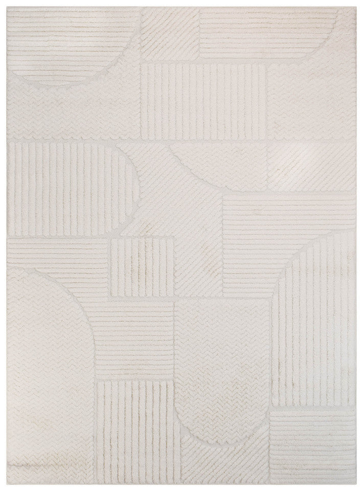 Contour Modern Sculpted Arches Textured Cream Rug