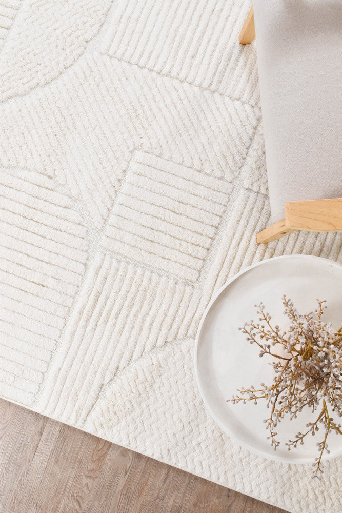 Contour Modern Sculpted Arches Textured Cream Rug