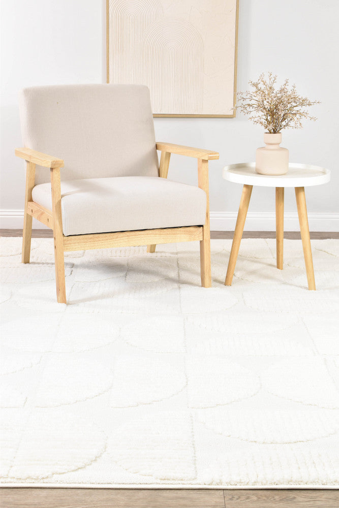 Contour Modern Sculpted Arches Textured Cream Rug