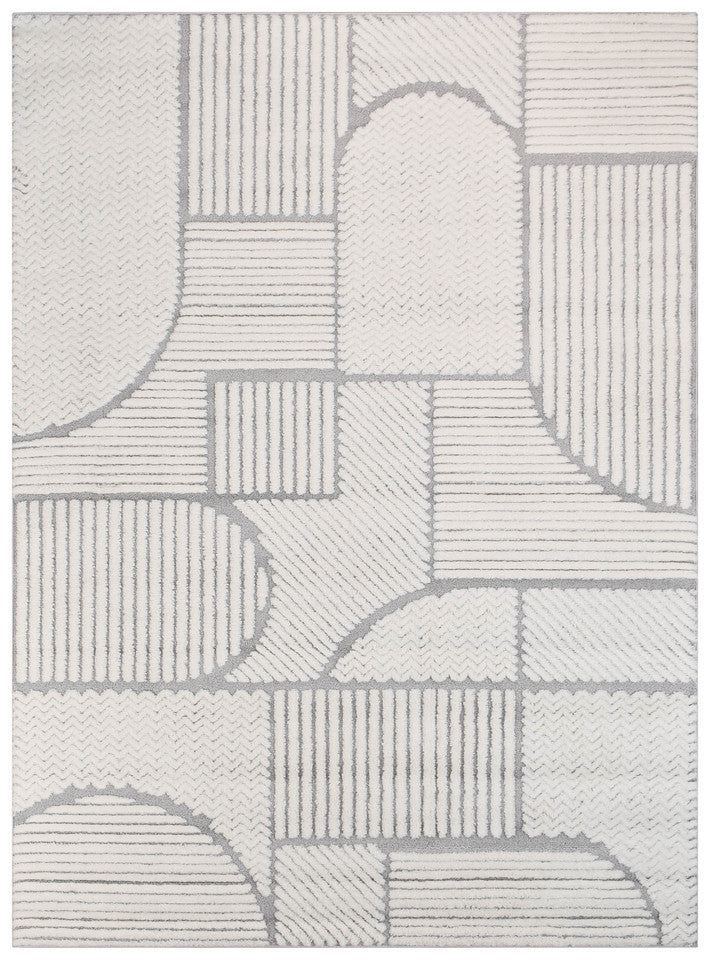 Contour Modern Sculpted Arches Textured Grey Rug