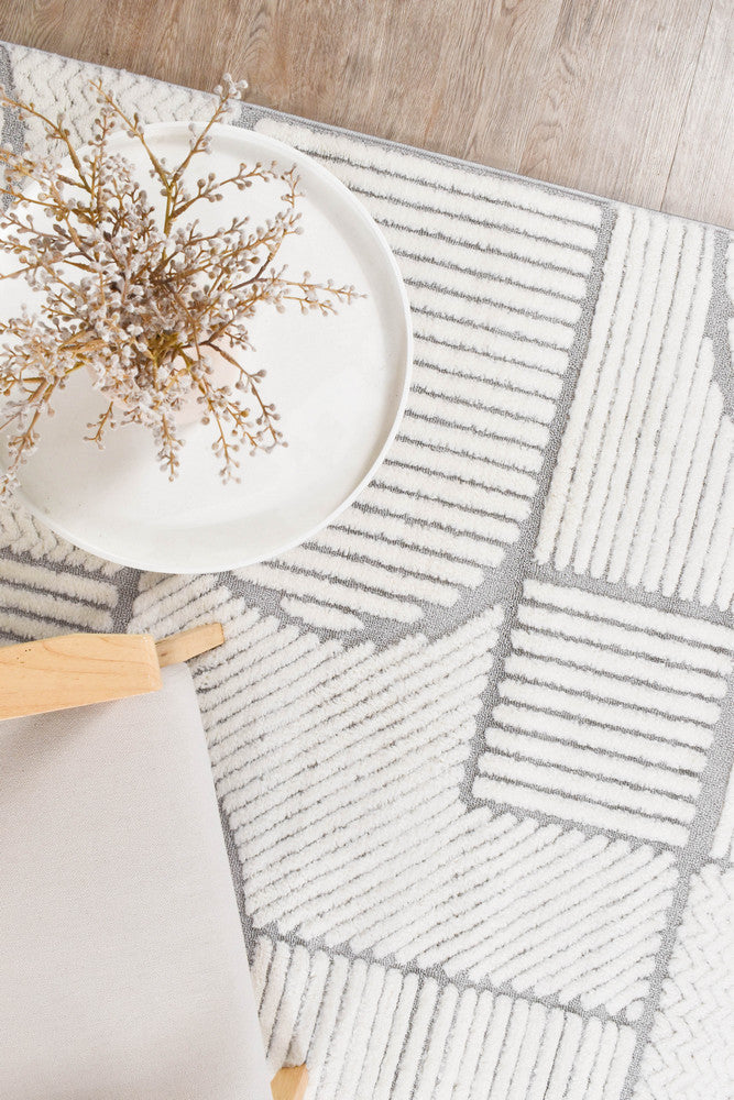 Contour Modern Sculpted Arches Textured Grey Rug