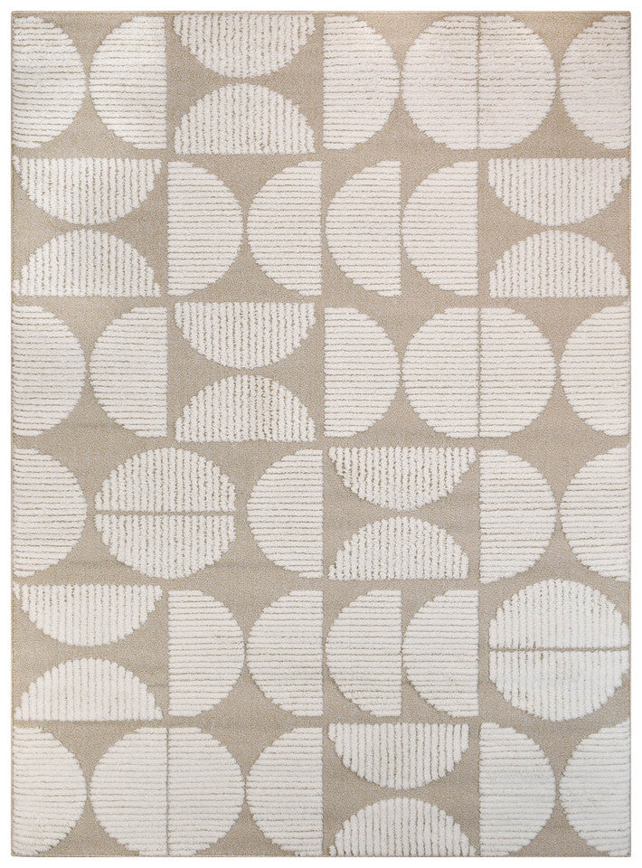 Contour Mid-Century Sculpted Half-Moon Beige Rug