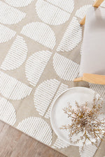 Contour Mid-Century Sculpted Half-Moon Beige Rug