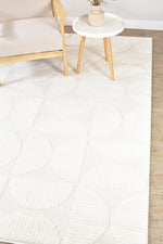 Contour Mid-Century Sculpted Half-Moon Cream Rug