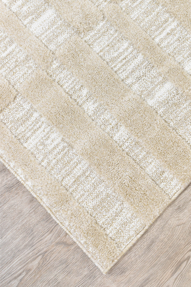 Contour Modern Sculpted Linear Column Beige Rug