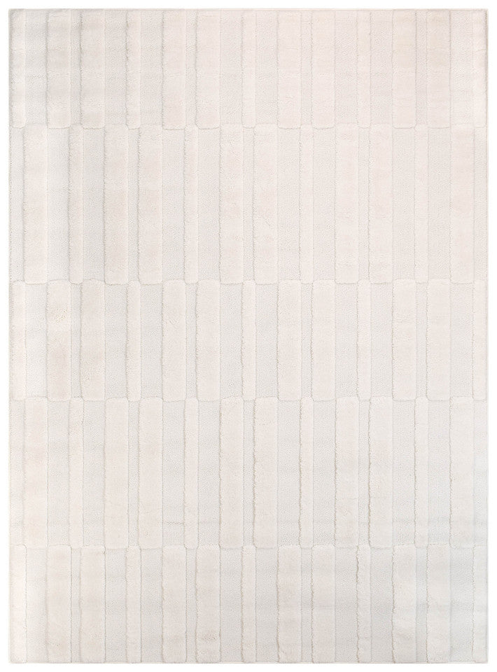 Contour Modern Sculpted Linear Column Cream Rug