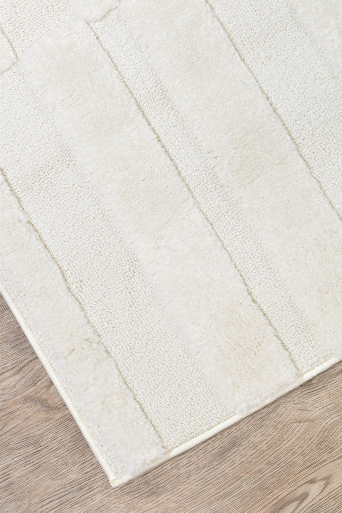 Contour Modern Sculpted Linear Column Cream Rug