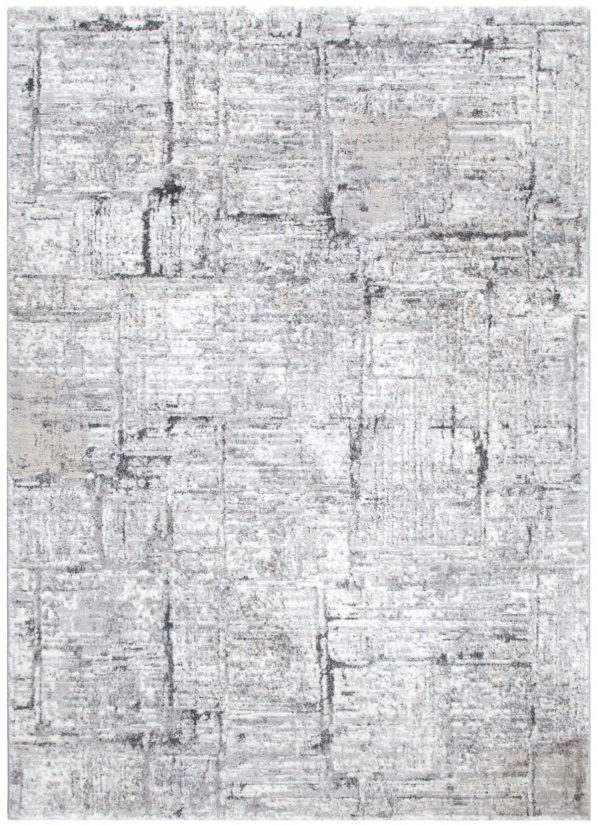 Aspen Grey Distressed Lines Rug