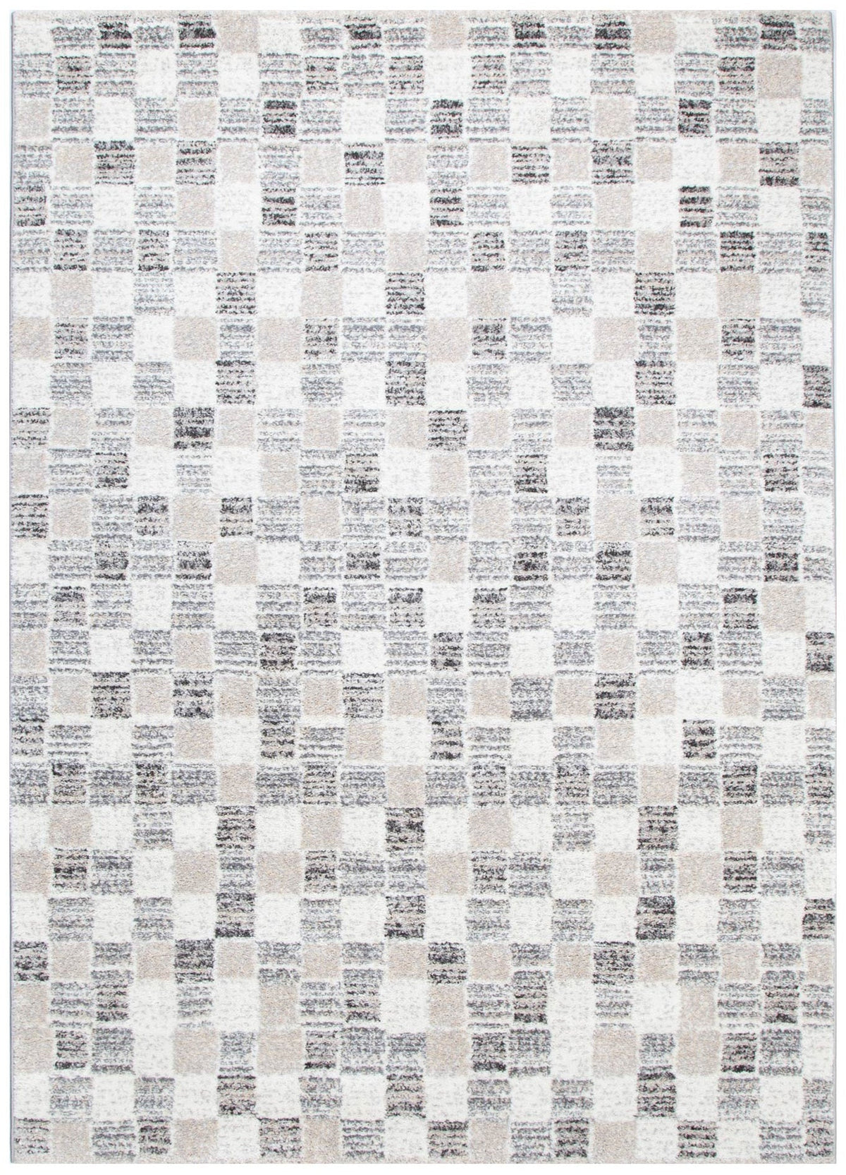 Aspen Grey Beige Checkered Rug