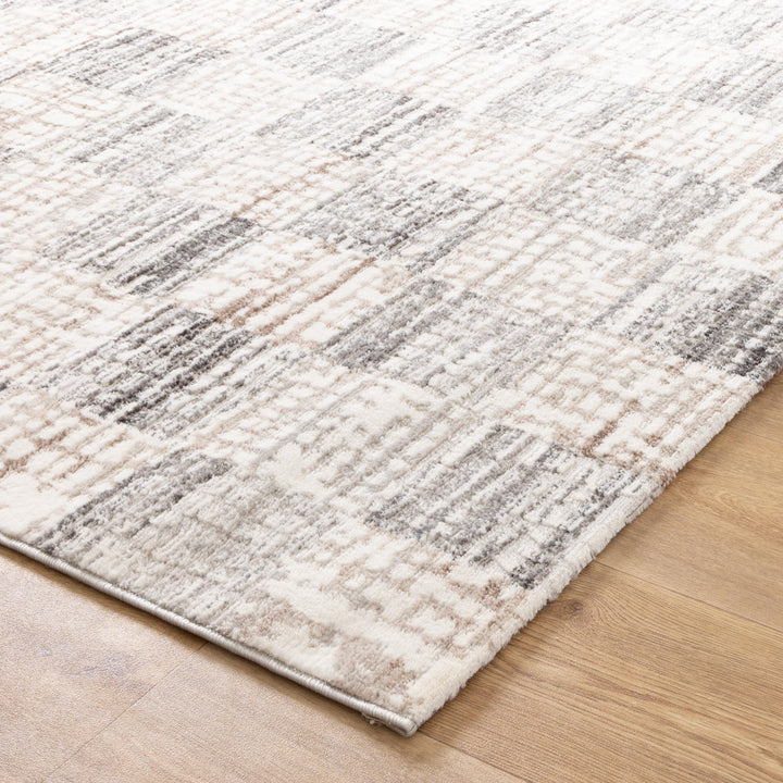 Luna Distressed Checkers Grey Beige Rug, [cheapest rugs online], [au rugs], [rugs australia]