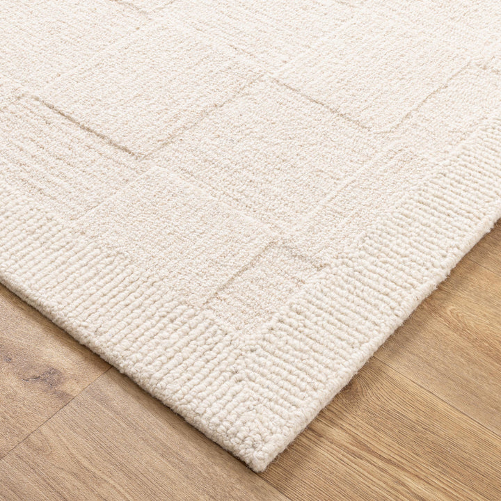 Nordic Nest Checkered Cream Wool Rug, [cheapest rugs online], [au rugs], [rugs australia]