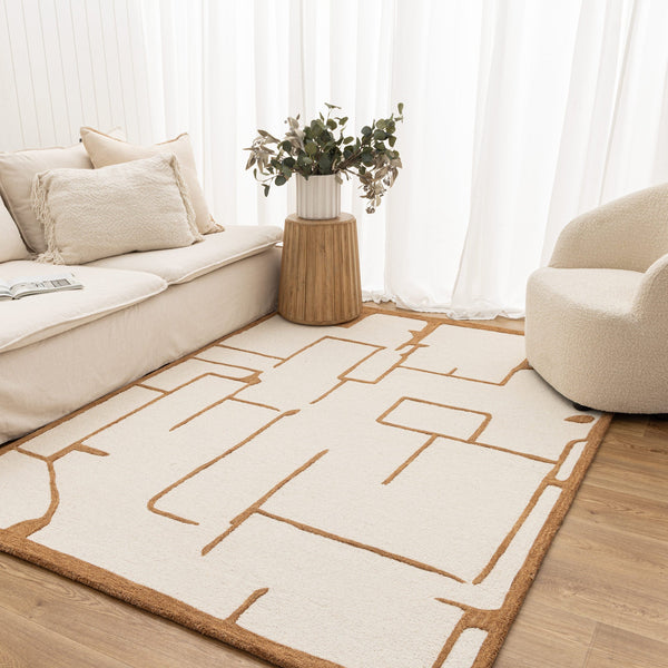 Nordic Nest Lines Rust Wool Rug, [cheapest rugs online], [au rugs], [rugs australia]