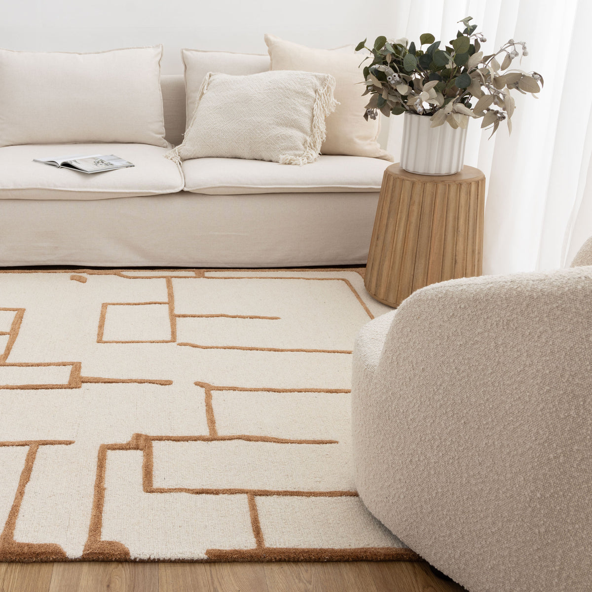 Nordic Nest Lines Rust Wool Rug