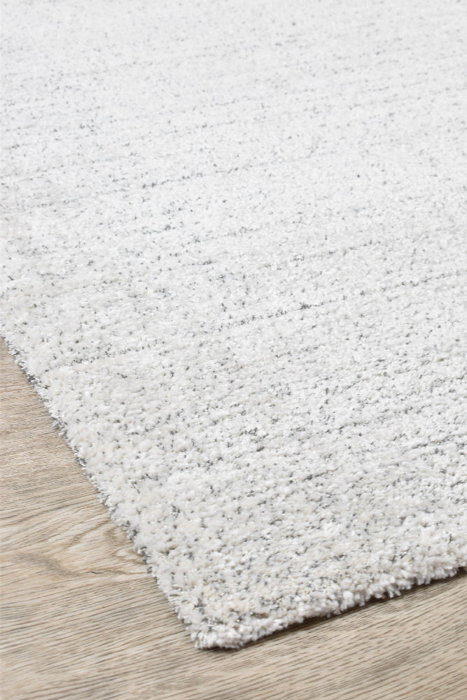 Nirvana Silver Grey Heathered Linear Microfibre Plush Rug