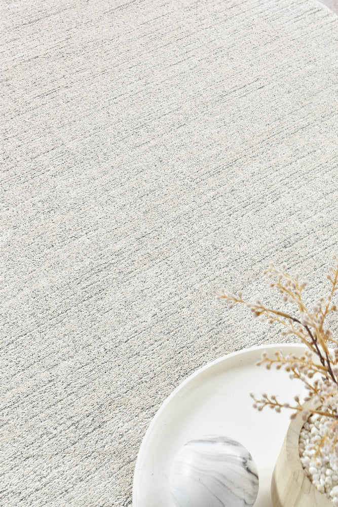 Nirvana Silver Grey Heathered Linear Microfibre Plush Rug