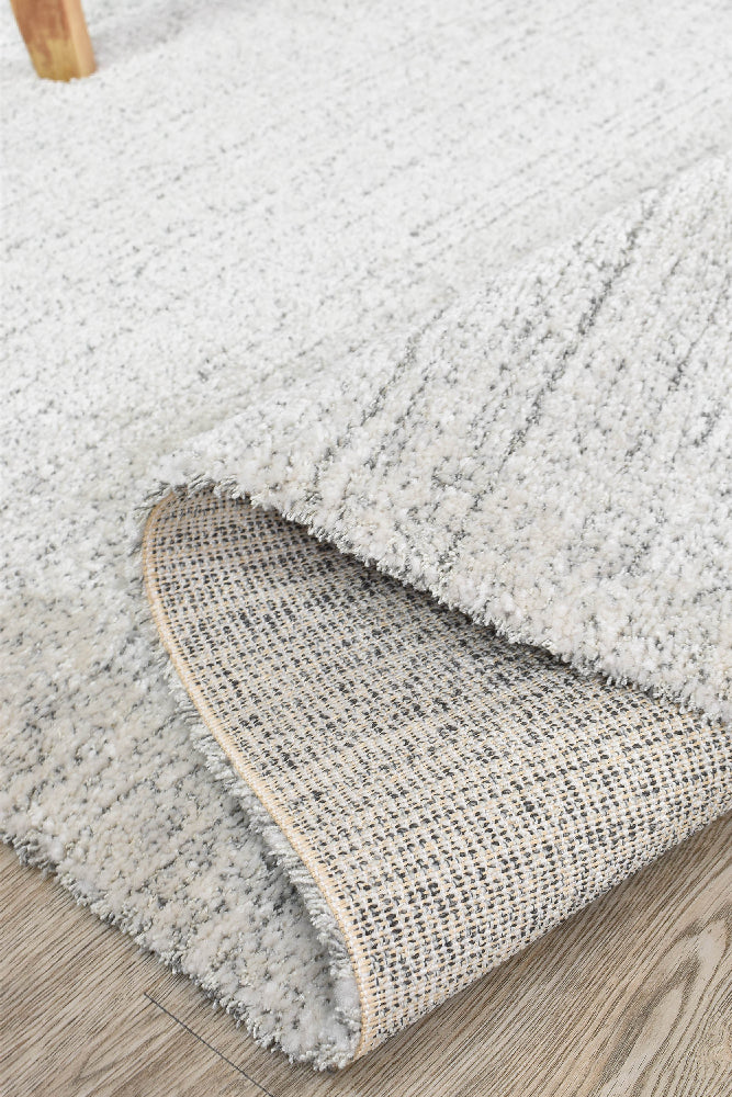 Nirvana Silver Grey Heathered Linear Microfibre Plush Rug