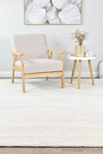 Nirvana Cream Heathered Linear Microfibre Plush Rug