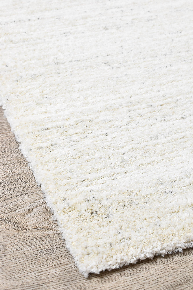 Nirvana Cream Heathered Linear Microfibre Plush Rug