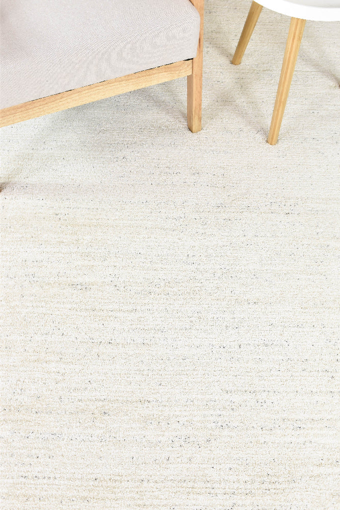 Nirvana Cream Heathered Linear Microfibre Plush Rug