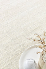 Nirvana Cream Heathered Linear Microfibre Plush Rug