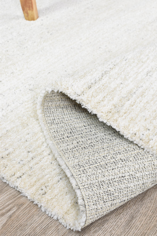 Nirvana Cream Heathered Linear Microfibre Plush Rug