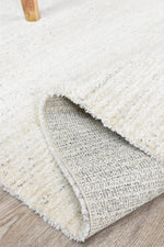 Nirvana Cream Heathered Linear Microfibre Plush Rug