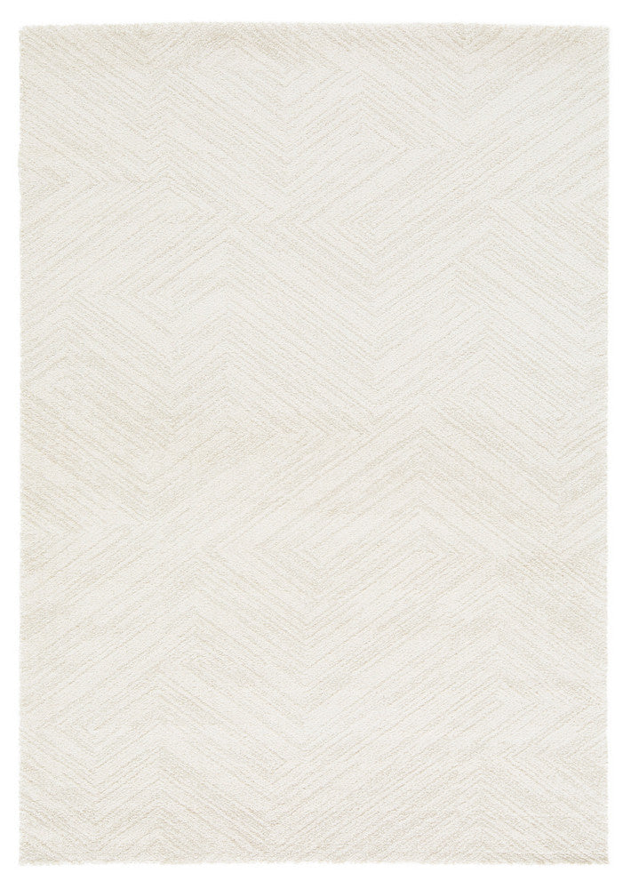 Nirvana Cream Multi-Directional Geometric Linear Plush Rug