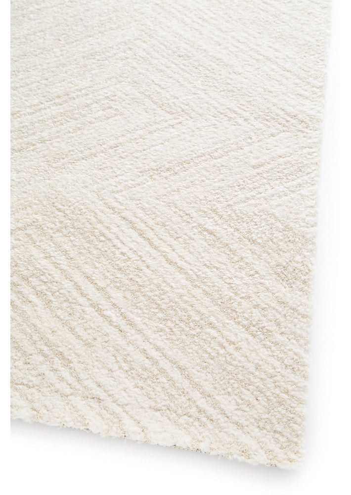 Nirvana Cream Multi-Directional Geometric Linear Plush Rug