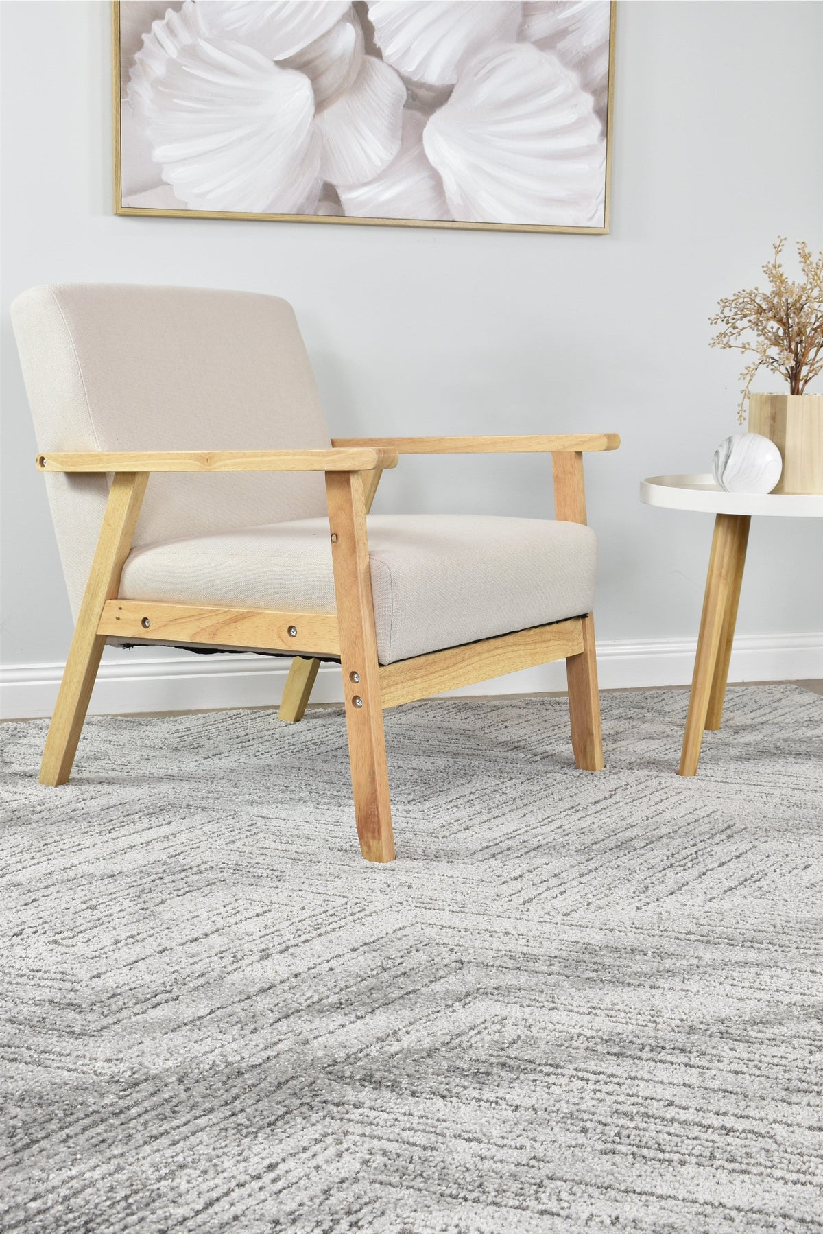 Nirvana Charcoal Multi-Directional Geometric Linear Plush Rug