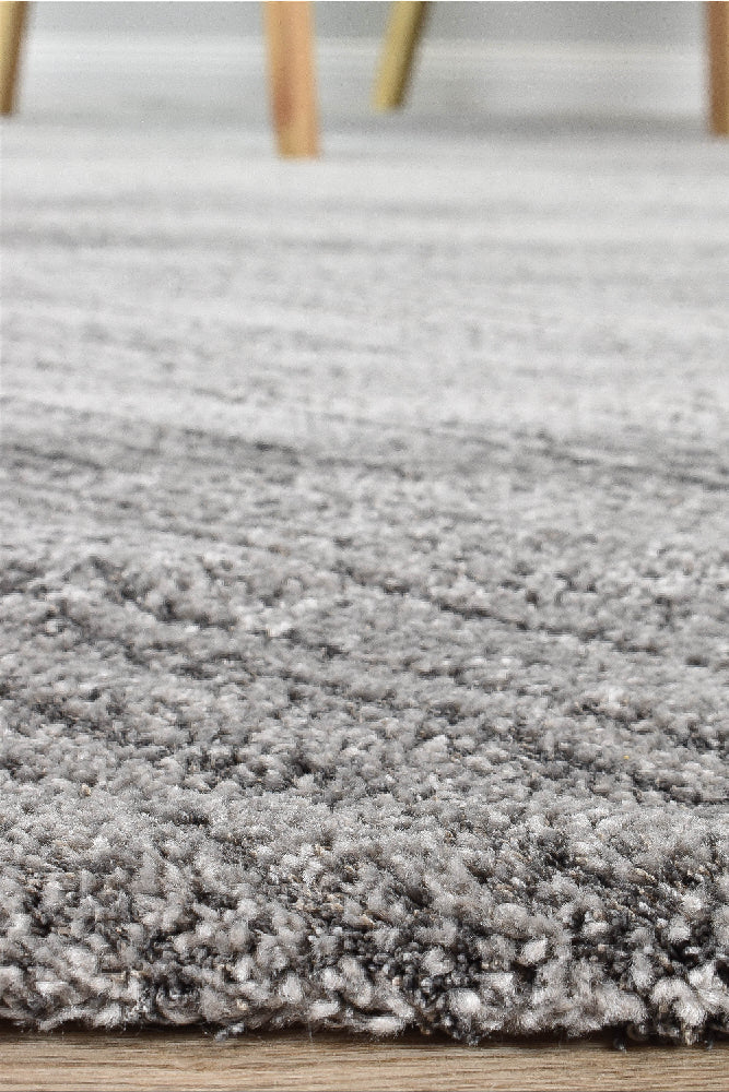 Nirvana Charcoal Multi-Directional Geometric Linear Plush Rug