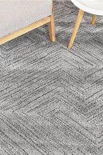 Nirvana Charcoal Multi-Directional Geometric Linear Plush Rug