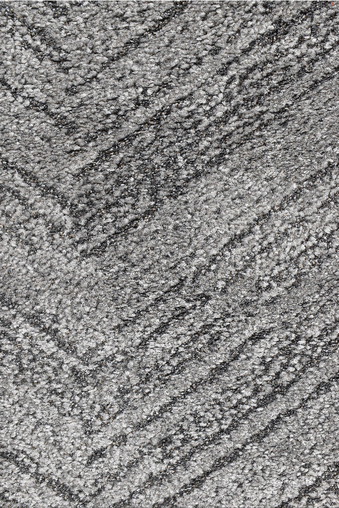 Nirvana Charcoal Multi-Directional Geometric Linear Plush Rug