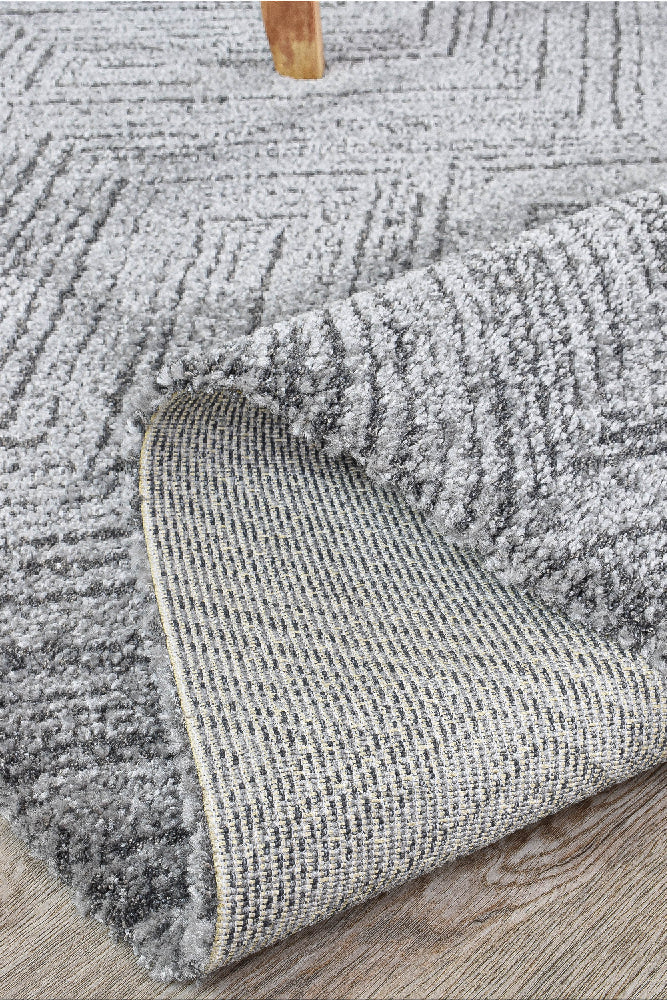 Nirvana Charcoal Multi-Directional Geometric Linear Plush Rug