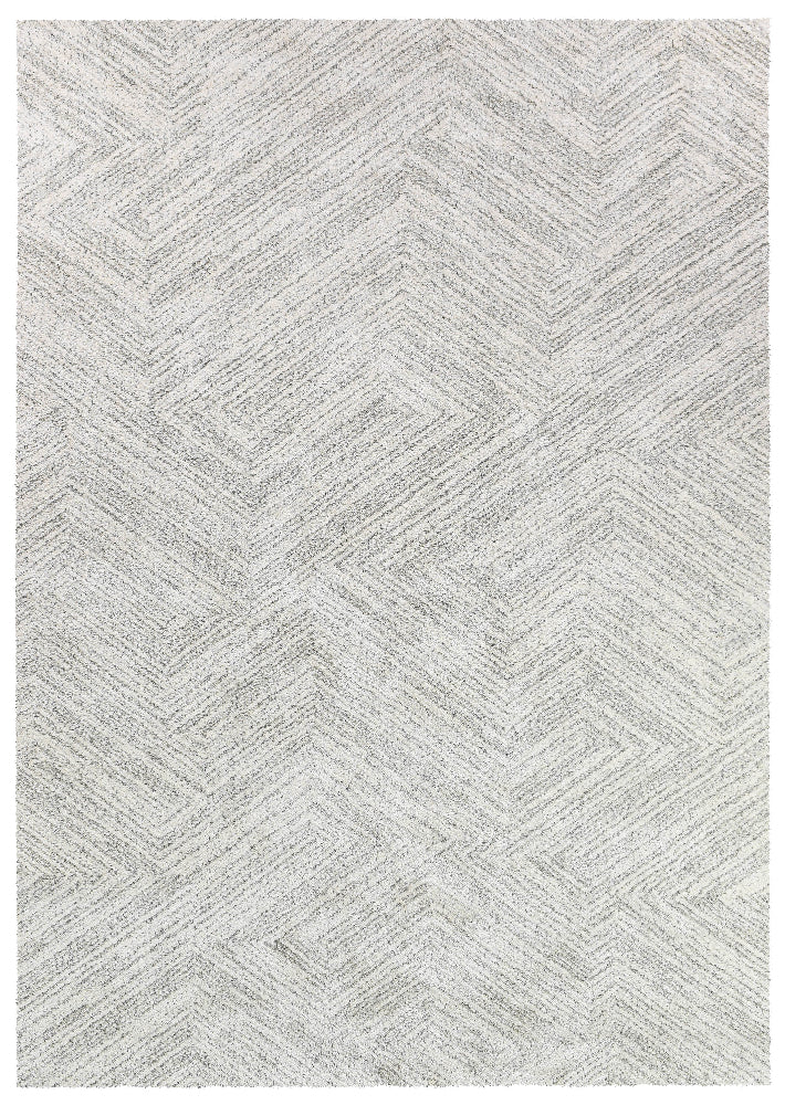 Nirvana Cream Grey Multi-Directional Geometric Linear Plush Rug