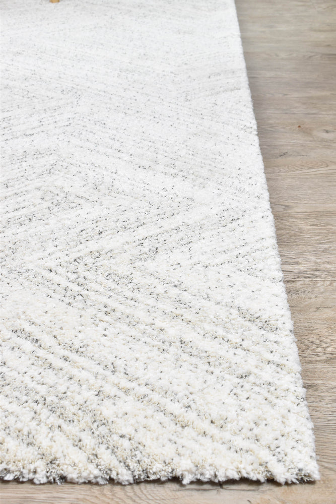 Nirvana Cream Grey Multi-Directional Geometric Linear Plush Rug