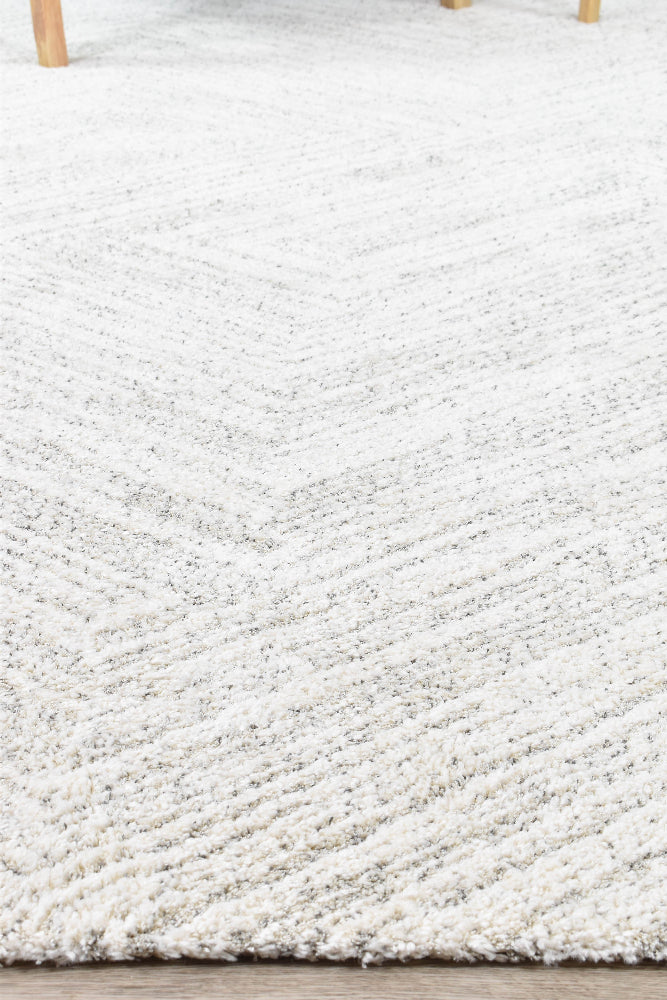 Nirvana Cream Grey Multi-Directional Geometric Linear Plush Rug