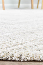 Nirvana Cream Grey Multi-Directional Geometric Linear Plush Rug