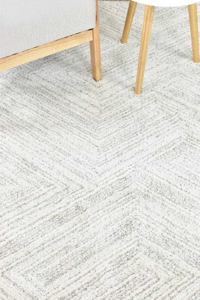 Nirvana Cream Grey Multi-Directional Geometric Linear Plush Rug