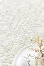 Nirvana Cream Grey Multi-Directional Geometric Linear Plush Rug