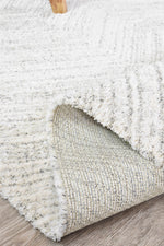 Nirvana Cream Grey Multi-Directional Geometric Linear Plush Rug