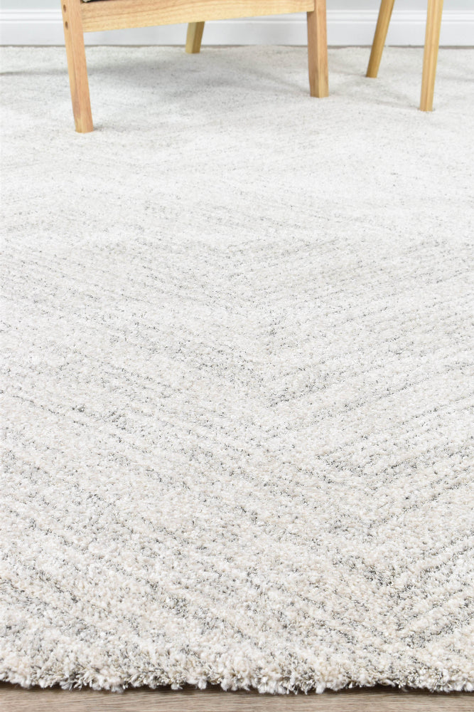 Nirvana Grey Multi-Directional Geometric Linear Plush Rug