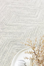 Nirvana Grey Multi-Directional Geometric Linear Plush Rug