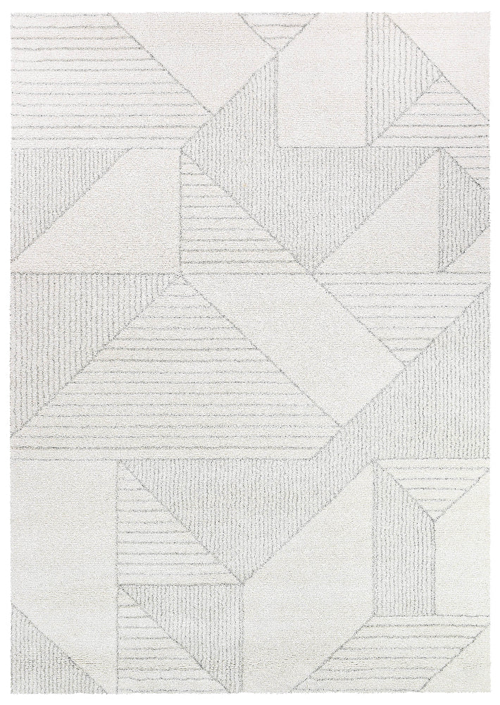 Nirvana Soft Cream Geometric Linear Plush Rug