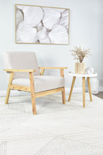 Nirvana Soft Cream Geometric Linear Plush Rug