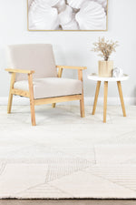 Nirvana Soft Cream Geometric Linear Plush Rug