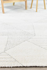 Nirvana Soft Cream Geometric Linear Plush Rug